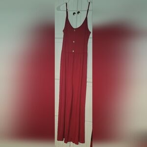 Elegant Red Sleeveless Maxi Romper